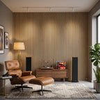 Akusztikus falpanel nappali falán, lemezes kialakítás - Homelux, 260060-Bamboo