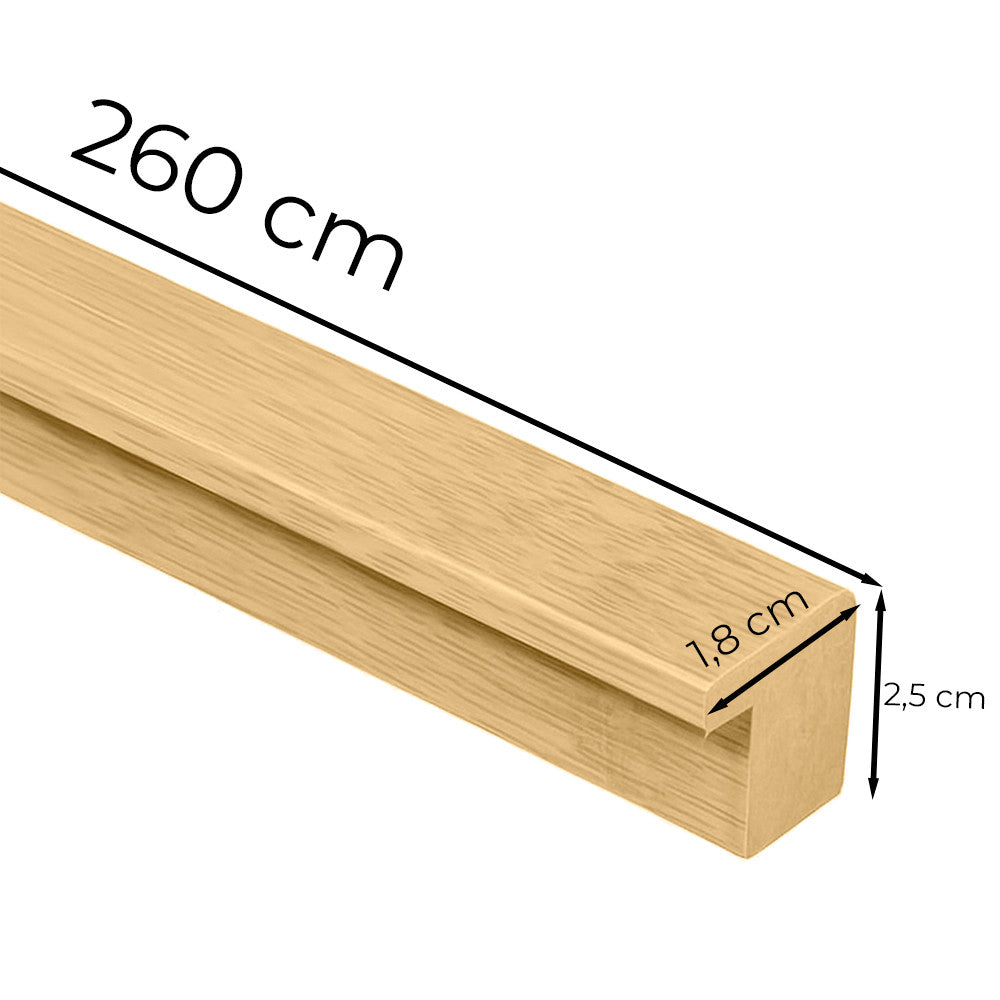 Akusztikus falpanel végzáróléc méretábra 260 × 2,5 × 1,8 cm - Homelux, 262518-Bamboo