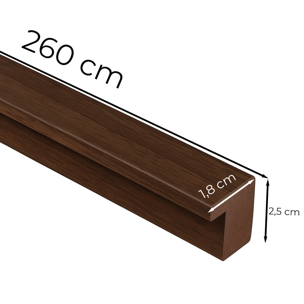 Akusztikus falpanel végzáróléc méretábra 260 × 2,5 × 1,8 cm - Homelux, 262518-Walnut