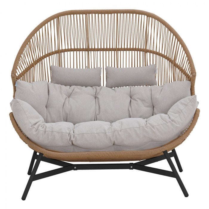 HOLAND rattan dupla kosárfotel bézs