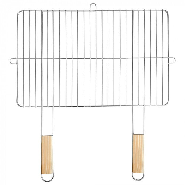 Szögletes grillrács fa fogantyúval 57x51 cm