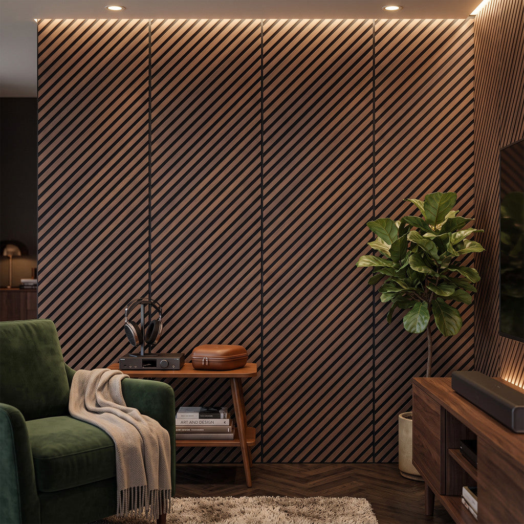 Akusztikus falpanel Deco I dió 260x60x1,8 cm Másodlagos kép