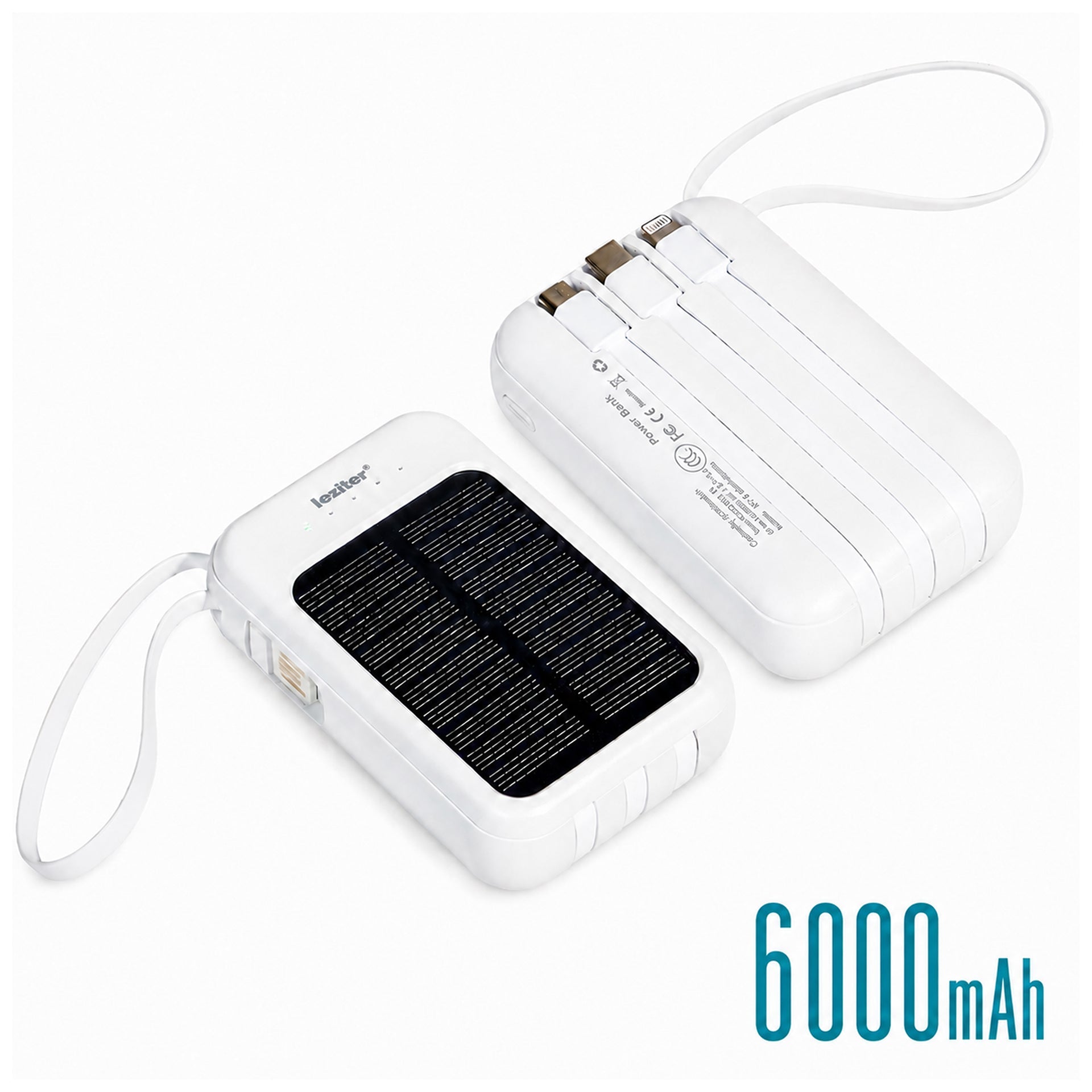 Powerbank napelemmel 4 töltőkábellel 6000mAH Fő kép