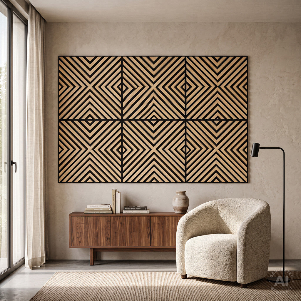 Akusztikus falpanel Deco IV bambusz hatású 60x60x1,8 cm Másodlagos kép