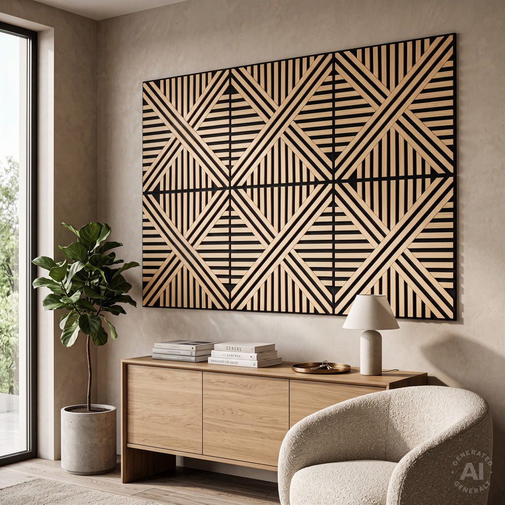 Akusztikus falpanel Deco VI bambusz hatású 60x60x1,8 cm Másodlagos kép