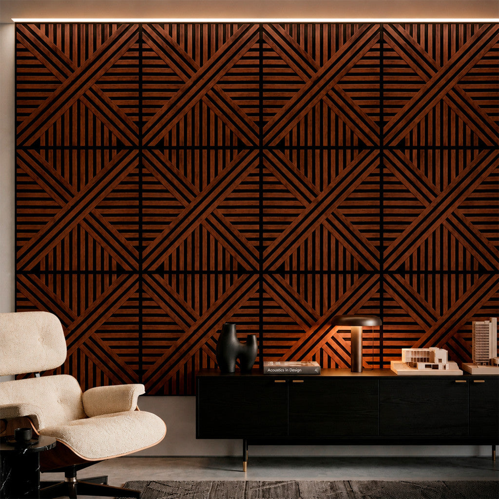 Akusztikus falpanel Deco VI dió hatású 60x60x1,8 cm Másodlagos kép