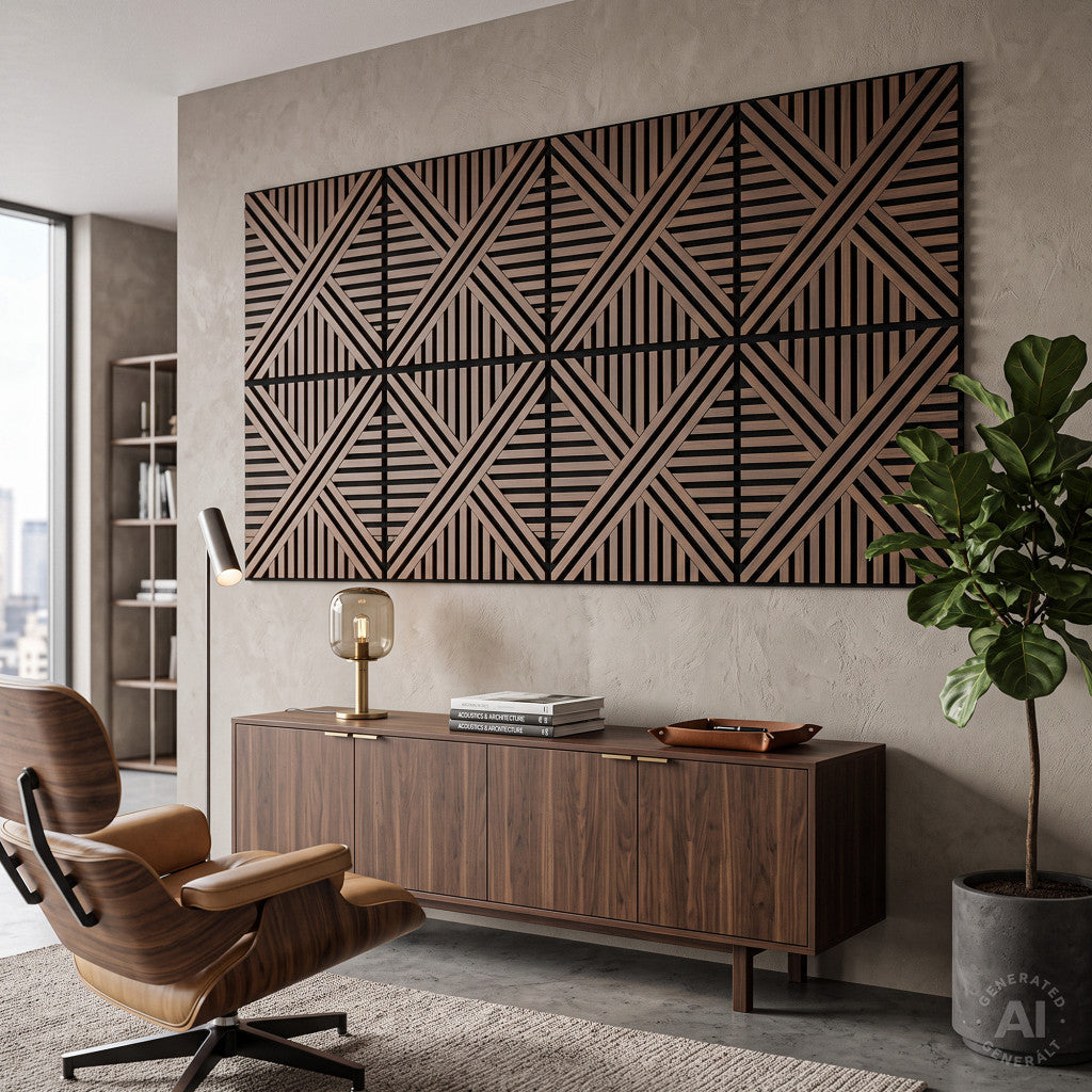 Akusztikus falpanel Deco VI dió hatású 60x60x1,8 cm Másodlagos kép