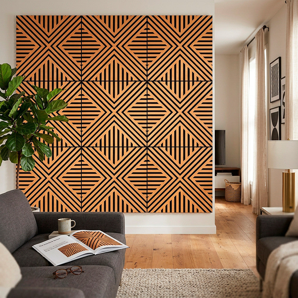 Akusztikus falpanel Deco VII bambusz hatású 60x60x1,8 cm Másodlagos kép
