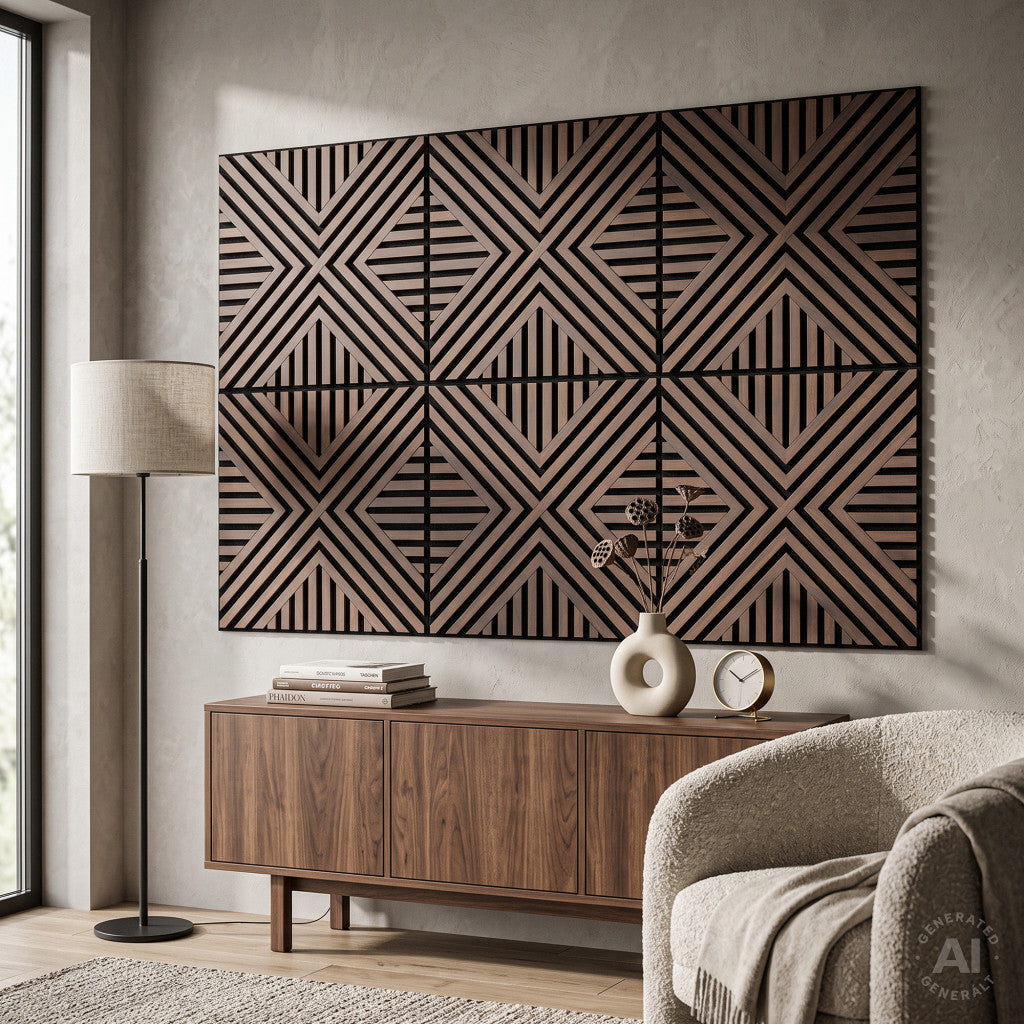 Akusztikus falpanel Deco VII dió 60x60x1,8 cm Másodlagos kép