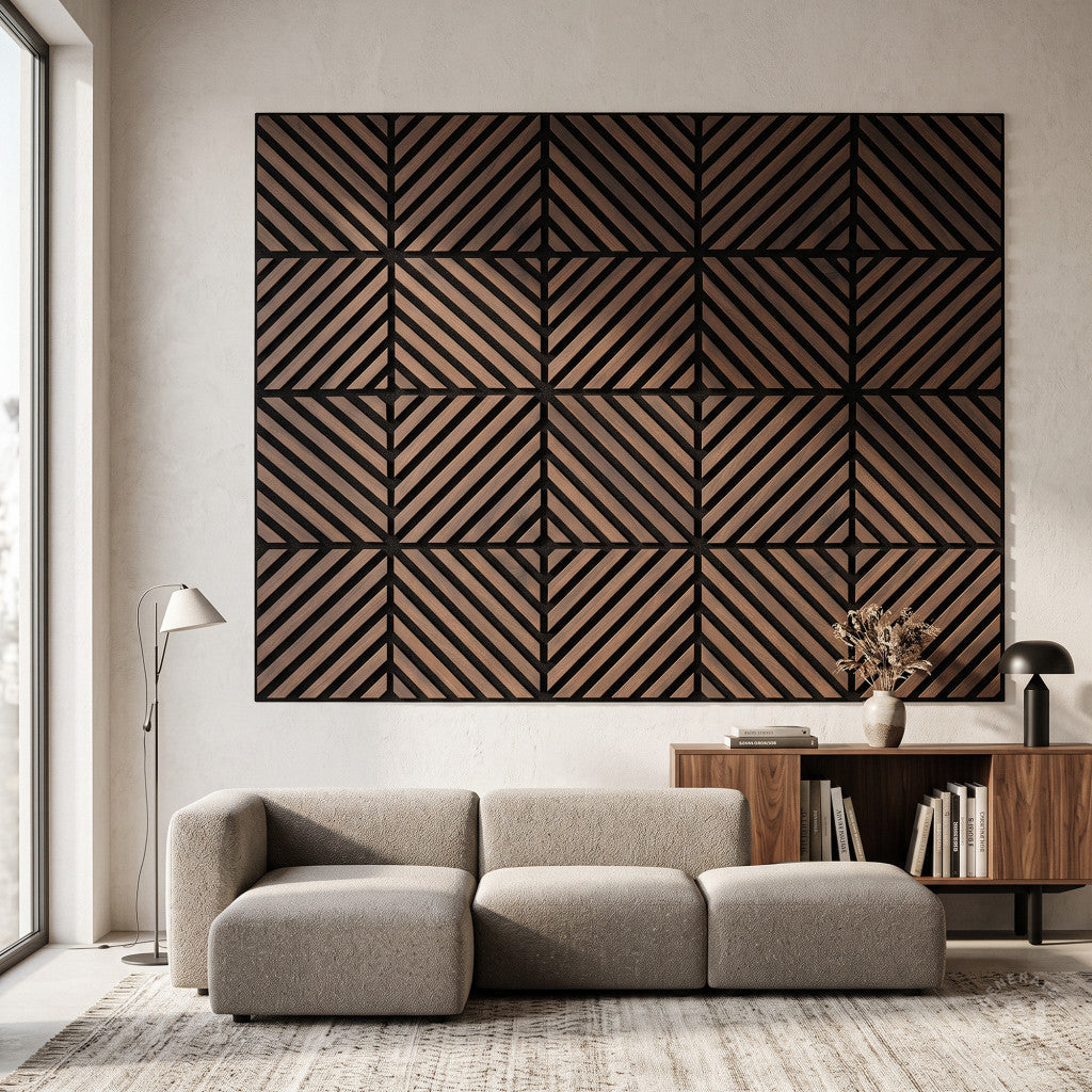 Akusztikus falpanel Deco IX dió hatású 60x60x1,8 cm Másodlagos kép