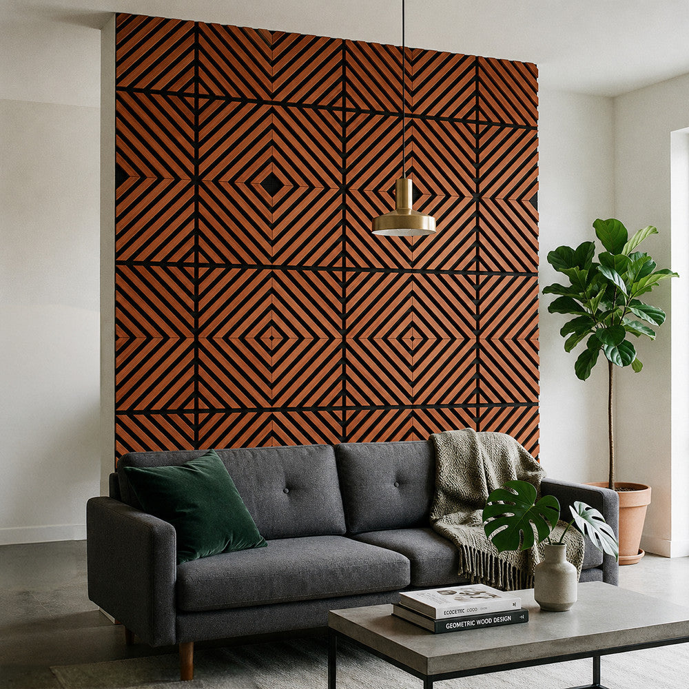 Akusztikus falpanel Deco IX dió hatású 60x60x1,8 cm Másodlagos kép