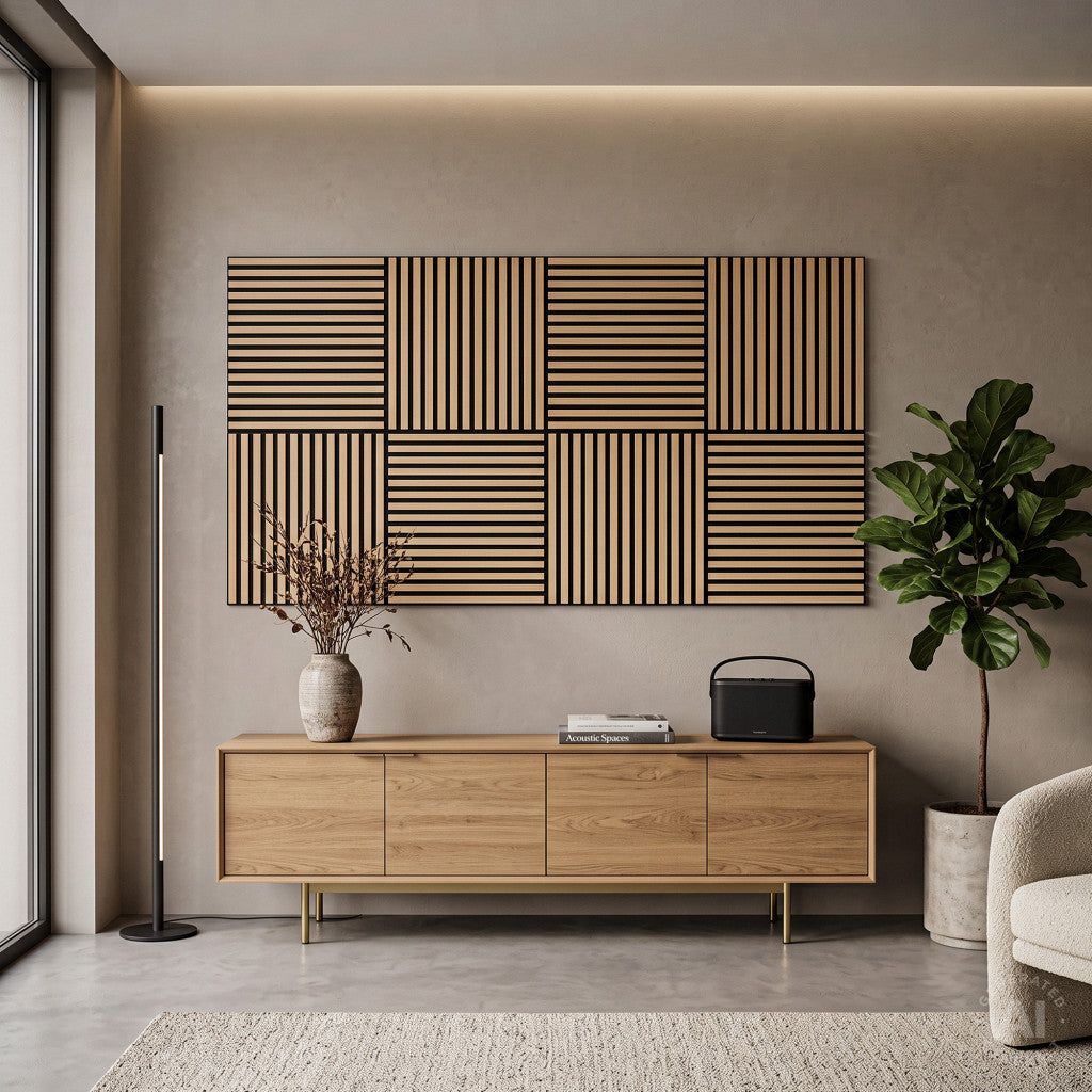 Akusztikus falpanel Deco II bambusz hatású 60x60x1,8 cm Másodlagos kép