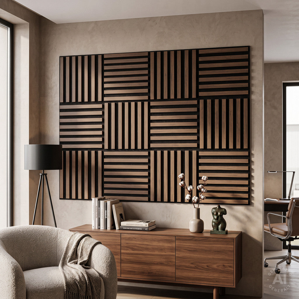 Akusztikus falpanel Deco X dió hatású 60x60x1,8 cm Másodlagos kép
