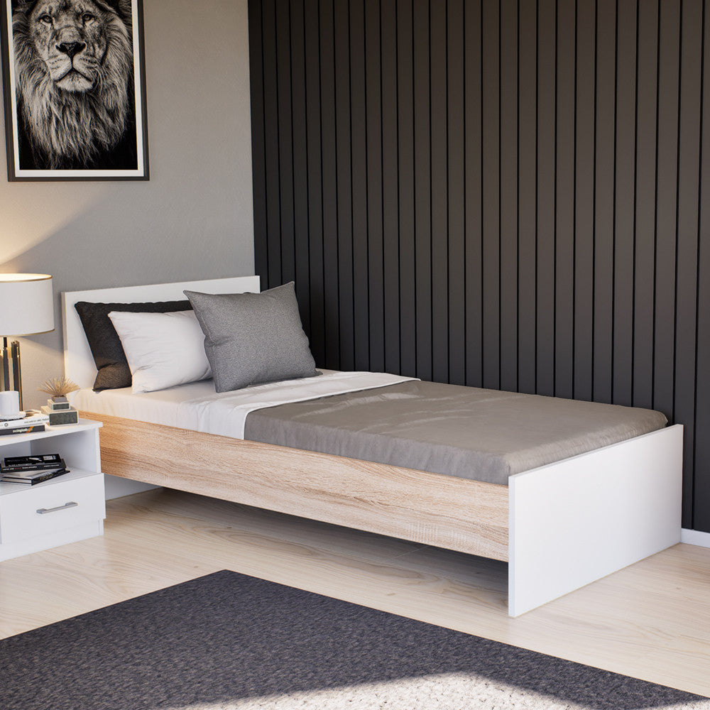 Miami egyszemélyes ágy 90x200 cm fehér-sonoma tölgy Másodlagos kép
