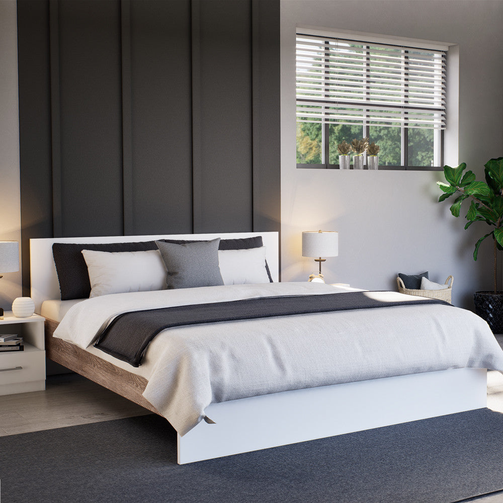 Miami franciaágy ágyneműtartó nélkül 160x200 cm fehér-yorki tölgy Másodlagos kép