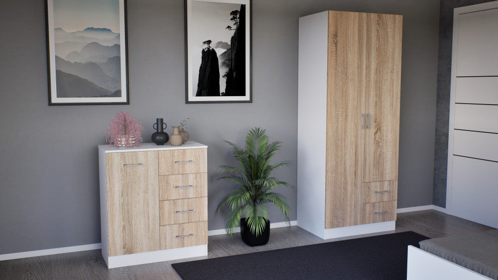 Miami gardróbszekrény 80x205 cm sonoma tölgy-fehér Másodlagos kép