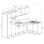 Konyhabútor méretábra 3400 mm teljes szélességgel és 2050 mm magassággal - Homelux, LS340STAN
