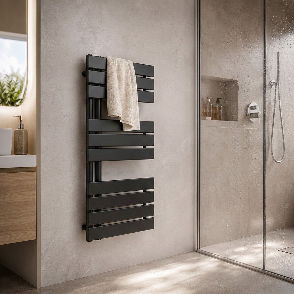 Solaro Design törölközőszárító radiátor 1000x500 mm fekete Másodlagos kép
