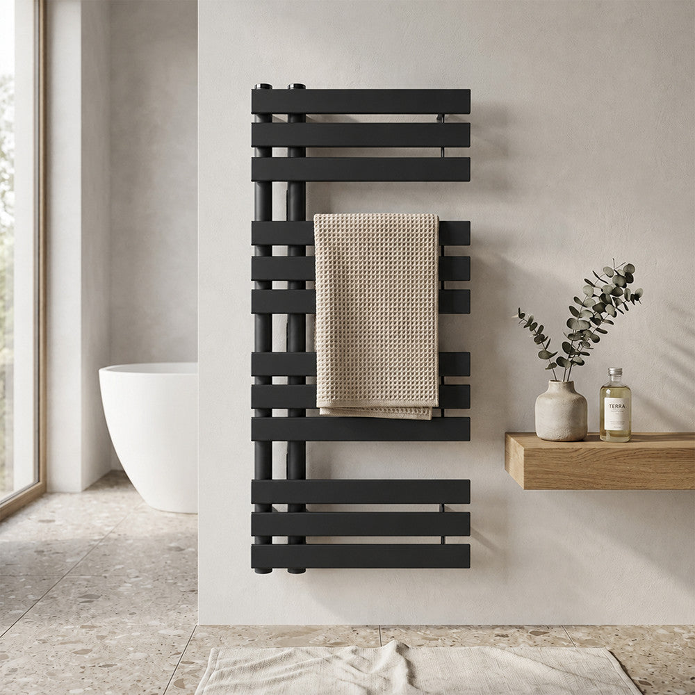 Solaro Design törölközőszárító radiátor 1200x500 mm fekete Másodlagos kép