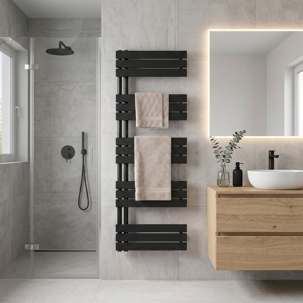 Solaro Design törölközőszárító radiátor 1600x600 mm fekete Másodlagos kép