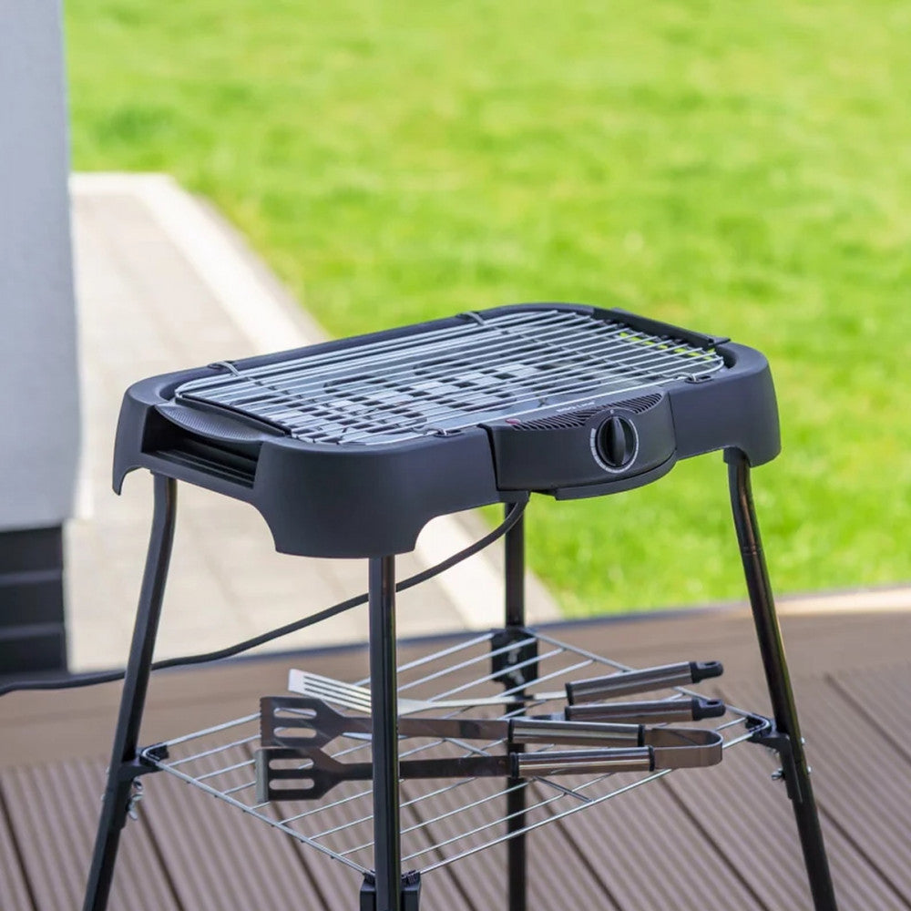Elektromos grill hőmérséklet-szabályozóval és alsó tárolóráccsal - Homelux, OUTLET-5902659147486