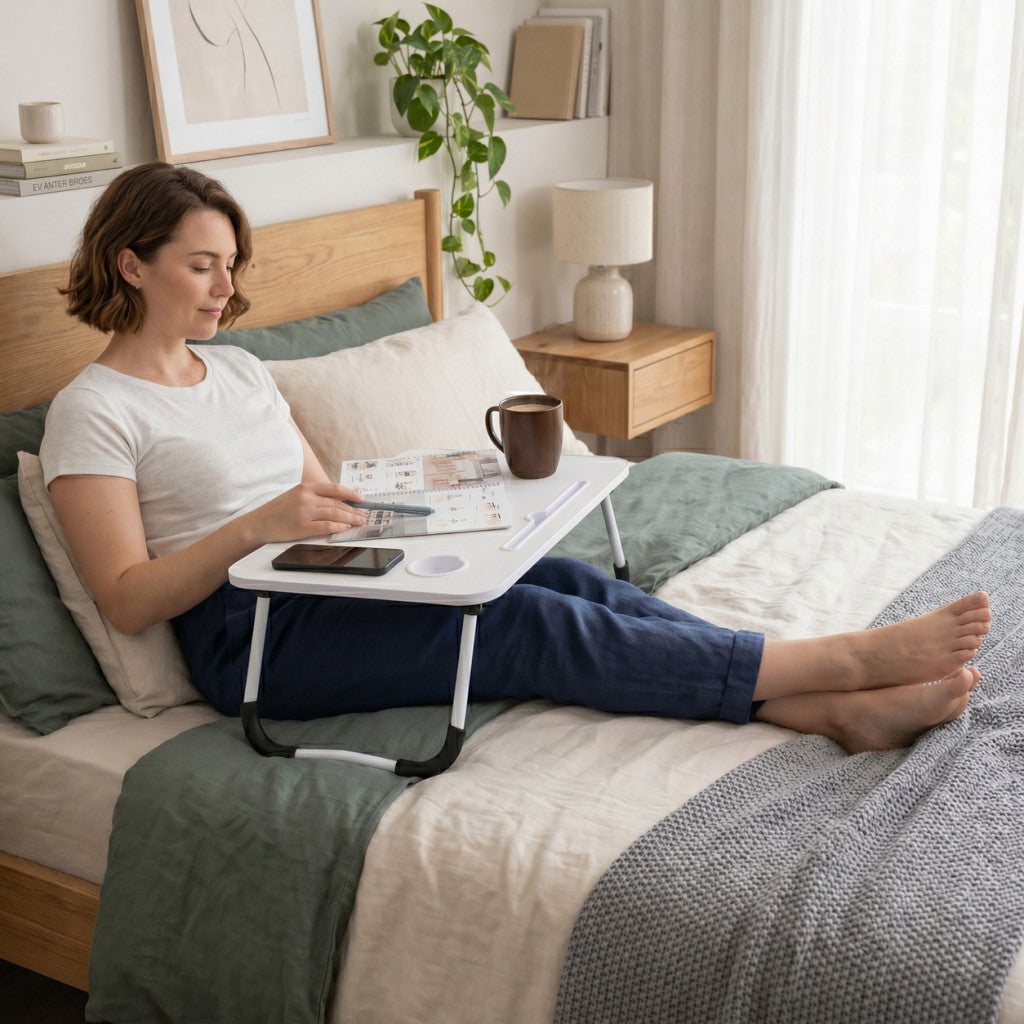 Összecsukható laptoptartó, 60x40 cm, fehér Másodlagos kép