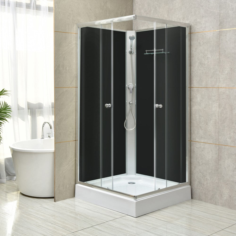 Polo Black II 80x80 cm szögletes fekete hátfalas zuhanykabin zuhanytálcával Másodlagos kép
