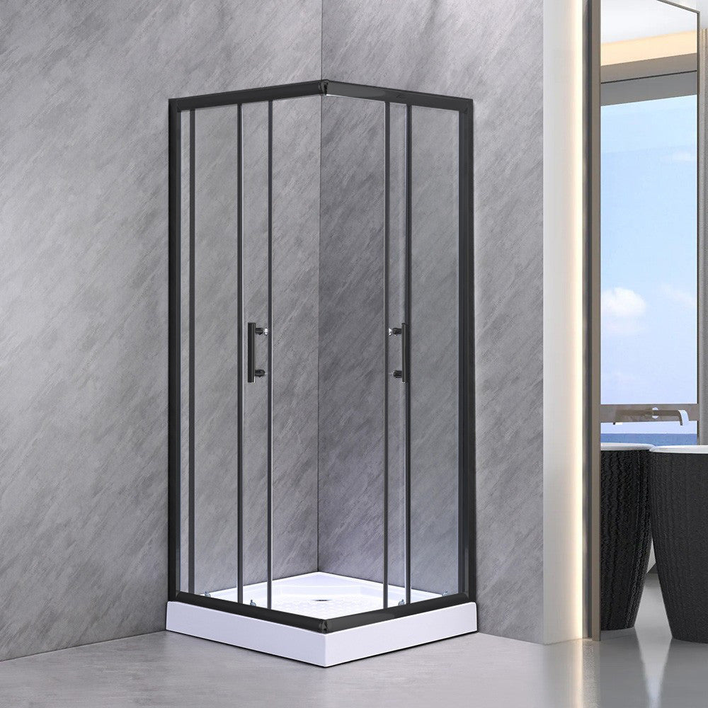 Spirit Clear 90x90 cm szögletes zuhanykabin, zuhanytálcával fekete Másodlagos kép
