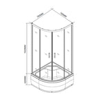 Íves zuhanykabin méretábra 780 × 780 mm, 1530 mm kabinmagasság és 420 mm tálcamagasság - Homelux, SDEEP80