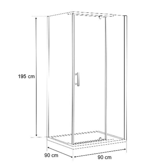 Galatro 90x90 cm szögletes zuhanykabin zuhanytálca nélkül
